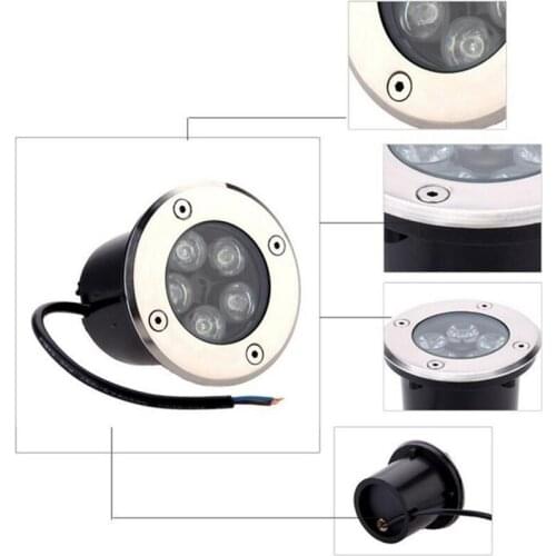 Waterproof 5W Dimmable LED Underground Light Warm White 85-265V DC12V 5X1W LED Buried Lamps Inground Floor Deck Garden Spotlight