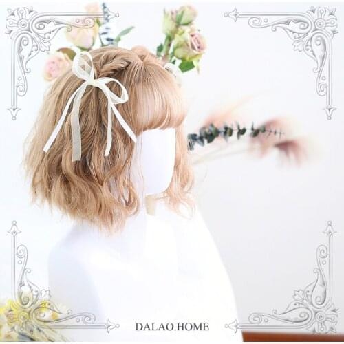 High Quality Multicolor Harajuku Soft Girl Lolita Joan Flax Gold Brown Mist Blue Air Bangs High Temperature Resistance Wig