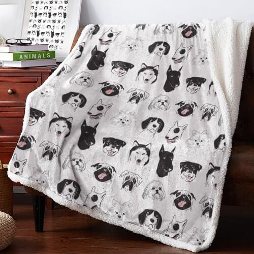 Funny Dog Husky Doberman Pomeranian Bulldog Pug Blanket For Home Beds Plush Fleece Blankets Throws Winter Adult Kid Bed Cover