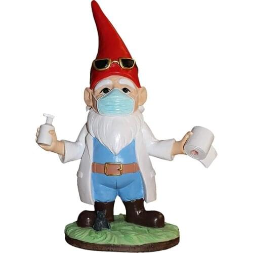 Funny Garden Gnome Decorations Outdoor Doctor Statue Fairy Garden Dwarf Figurine Resin Ornaments for Home Patio Yard Lawn