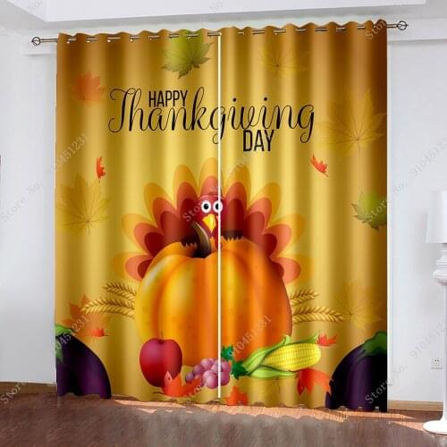 Thanksgiving Day Turkey Curtains Custom Large Window Curtain Rod Bathroom Outdoor Bedroom Decor Print Party Valance Curtain