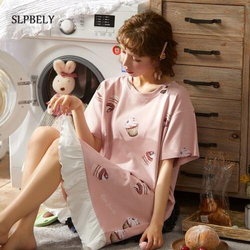 SLPBELY Women Summer Night Dress Nightgown Lovely Cartoon Sleepwear Cute Homewear Nightskrit Nightwear Pyjamas Mujer Pijama New
