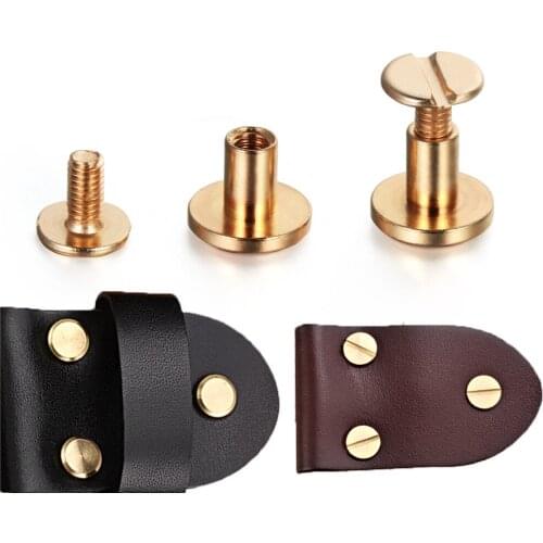 10pcs 5/6.5/8mm Rivets Screw Leather Craft Solid Nail DIY Strap Round Head Screws Luggage Craft Clothes/Bag/Shoes Brass Nail