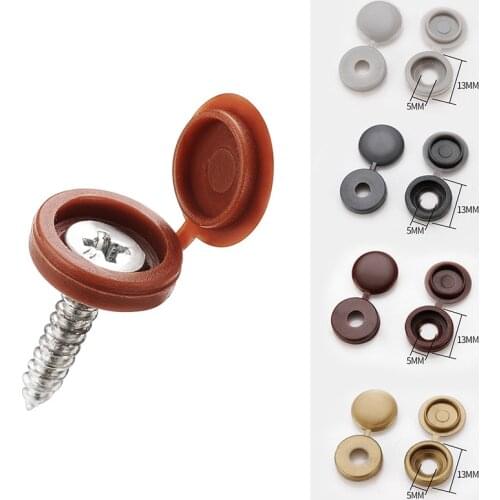 100Pcs/Set Hinged Plastic Screw Cap Cover Fold Snap Protective Cap Button For Car Furniture Decorative Nuts Cover Bolts Hardware