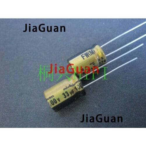 20pcs NEW NICHICON FW 33UF 100V 8X11.5MM audio Electrolytic Capacitor 100V33uF filter amplifier 100v 33uf 33UF/100V