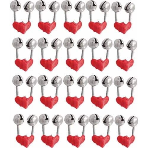20Pcs Hot Sale Red Fishing Plastic Clip Double Rod Bite Alarm Fishing Bells Ring Wholesale