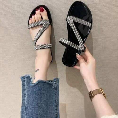 2021 Women Crystal Transparent Slipper Woman Summer Beach Slide Female Casual Flat Ladies Fashion New Big Size Footwear