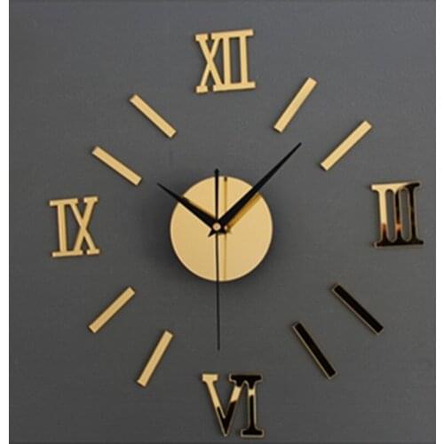 3D Wall Sticker DIY Decal Wall Clock Modern Design Black Self Adhesive Mirror Surface Wall Clock Sticker Decor Watch For Decor
