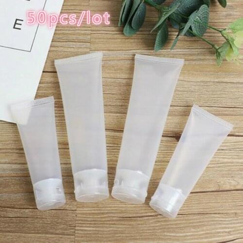 50pcs 20ml 30ml 50ml 100ml Clear Plastic Soft Tubes Empty Cosmetic Cream Lotion Packaging Containers Travel Bottles Refillable