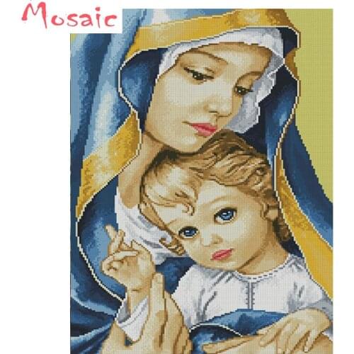 5d diamond embroidery Madonna & baby full round square Rubiks Cube rhinestones pictures diamond painting cross stitch kits