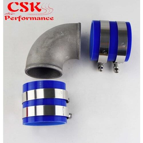 76mm 3" Cast Aluminum 90 Degree Elbow Pipe Turbo Intercooler+ silicone hose kit