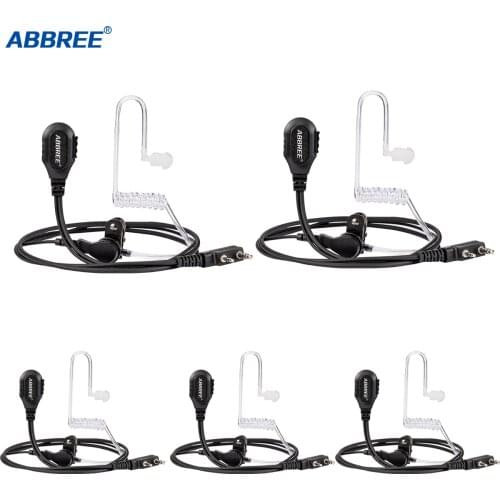 ABBREE Radio Mic Earpiece Headset 2 Pin Covert Acoustic Tube Earphone for Two Way Radio Baofeng UV-5R/888S/UV-82 /AR-F8/UV-S9