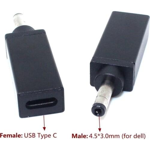 Dc Power Adapter Connector 4.5x3.0mm Male Plug to USB Type C Female Jack Converter for Hp Dell Laptop Notebook Computer Charger