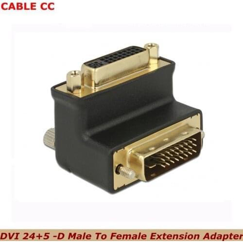 90 Degree Right Angled DVI 24+5 -D Digital Dual Link Male To Female Extension Adapter for HDTV LCD Monitor