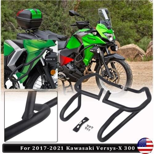 Black Crash Bar Engine Cover Bumper Frame Guard Falling Protector for 2017 2018 2019 Kawasaki Versys-X Versys X 300 Versys300