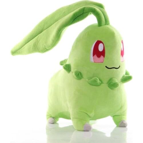 Big Size 35cm TAKARA TOMY Pokemon Chikorita Plush Toys Chikorita Soft Stuffed Animals Toy Doll Birthday Gifts for Children Kids