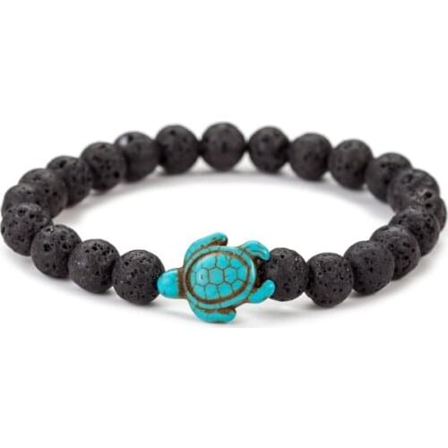 Tortoise 8mm Punk multicolor Agate beads Chakra Reiki Buddha Yoga Bracelet elastic adjustable Volcanic Stone Bangles olj56