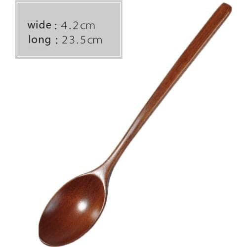 1PC Wooden Spoons Wood Soup Spoons For Eating Mixing Stirring Cooking Long Handle Spoon Japanese Style Kitchen Daining Tableware