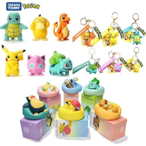 Pokemon Action Figure Genuine Pikachu Jirachi Eevee Komala Snorlax Pokémon Starry Dream Series Model Dolls Car Keychain Toys