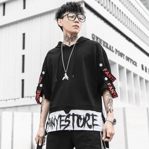 Streetwear Hip Hop Cotton Half Sleeves Hooded T-Shirt For Men