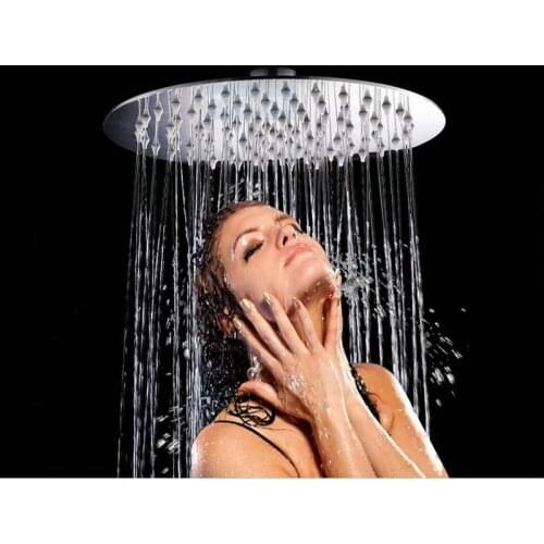 Ultrathin Rain Shower Head Stainless Steel Round Showerhead Chrome Finish