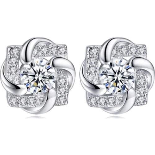 Huitan Shining Cubic Zirconia Stud Earrings for Women Dainty Girl Accessories Daily Wear Versatile Female Jewelry Gift Drop Ship