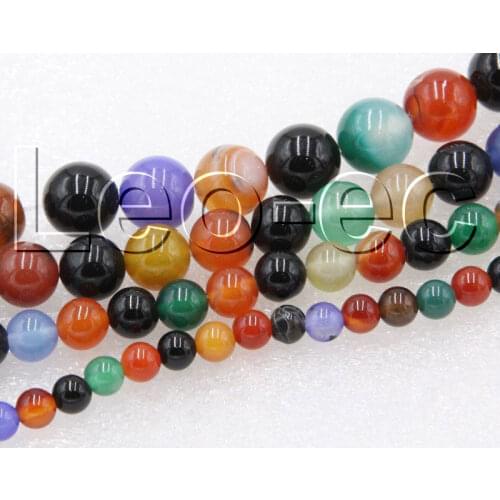JQHS 12mm natural Round MIX Multicolor agates Loose Beads Strand For Jewelry Making DIY 15" V1202