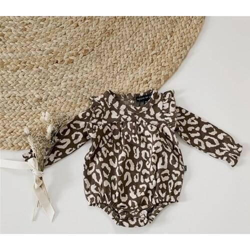 Newborn Baby Clothes Leopard Printed Baby Girls Rompers Cotton Long Sleeve Toddler Jumpsuit Infant Clothing 3-24 Months
