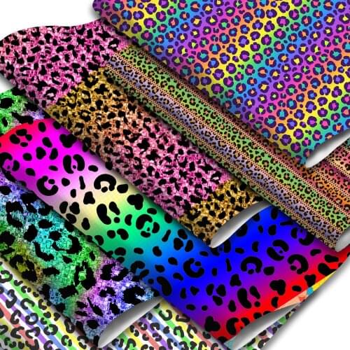 Leopard Pattern Printed Faux Leather Sheets Synthetic Leather Fabric Roll for DIY Handmade Earrings Hair Bows Handbags Crafts