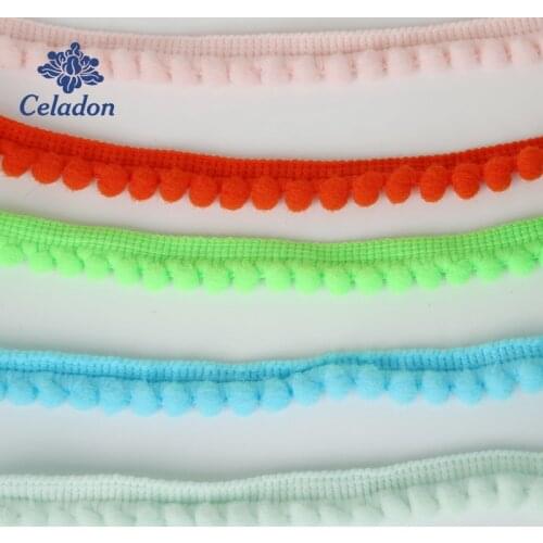 5Yards Mini Pearl Pom Pom Trim Ball Lace Pompom Fringe Ribbon Sewing Lace Kintted Fabric Handmade DIY Craft Accessories