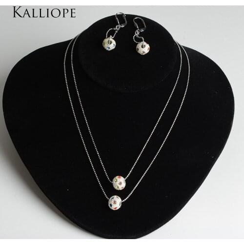 New new design round metal beads combination jewelry set earrings necklace romantic women colorful bijoux gift