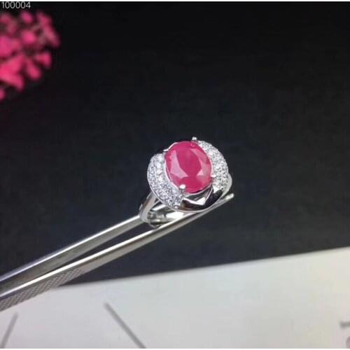 Wedding Ring Natural ruby ring Free shipping Natural and real ruby 925 sterling silver 7*9mm