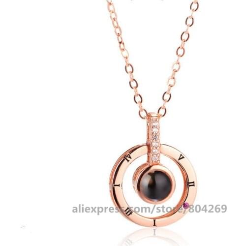 Charming Rose Gold 100 Language I love You Necklace Memory Projection Pendant Wedding Letter Necklace