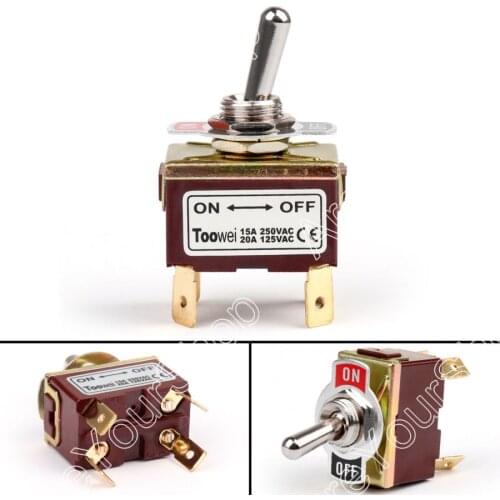 Areyourshop 1PCS Toggle Switch 2 Terminal 4Pin ON-OFF 15A 250V Toggle Switch Boot DPST Industrial G