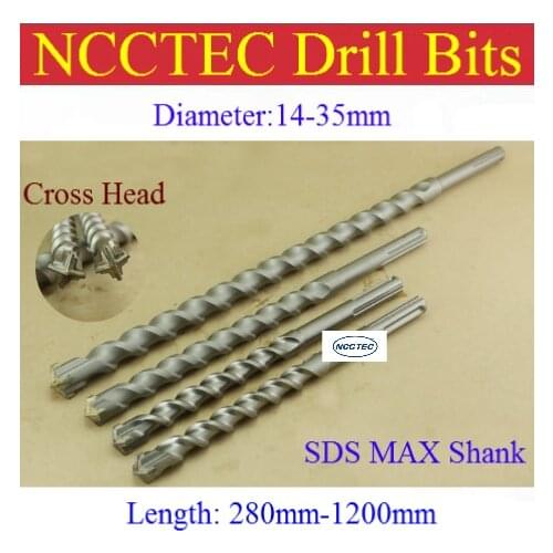 [SDS MAX Cross Head] 13 14 16 18 20 22 25 26 28 30 32 35 38 40mm 4 Cutters alloy carbide wall core drill bits | Hammer hole saw