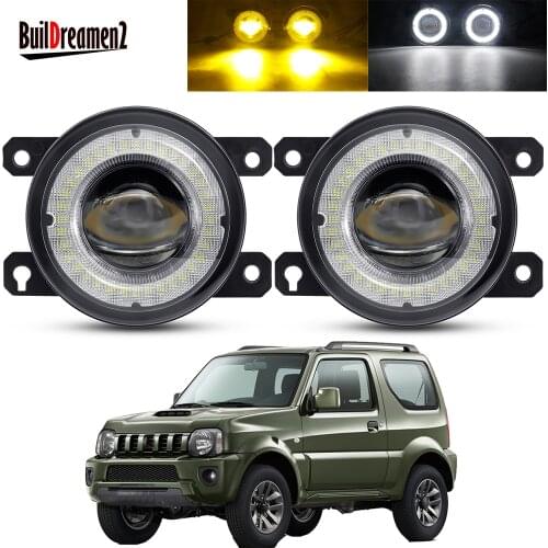 2 X Angel Eye Fog Light Assembly For Suzuki Jimny FJ 1998-2014 Car LED Lens DRL Fog Daytime Running Lamp 30W 3000LM 12V