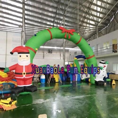 Outdoor large holiday inflatable christmas santa claus arch 7m wide