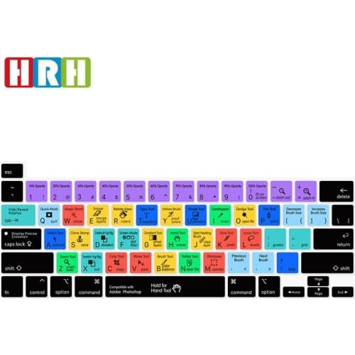HRH Silicone Shortcut Hotkey English PS Keyboard Cover Skin For MacBook New Pro 16 2019 A2141 M1 Chip A2338/A2251/A2289 2020