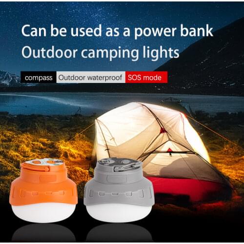 Led camping tent lamp mini portable outdoor hiking night hanging lamp USB rechargeable with compass SOS