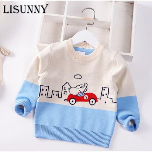 Boys Sweater 2021 Autumn Winter New Baby Jumper Cartoon O-Neck COTTON Children Sweaters Toddler Pullover Kids Clothes 1-7y