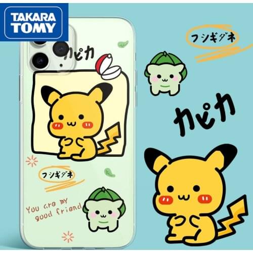 TAKARA TOMY Pokemon Pikachu Silicone Phone Case for IPhone 6S/7/8P/X/XR/XS/XSMAX/11/12Pro/12min Phone Couple Case Cover