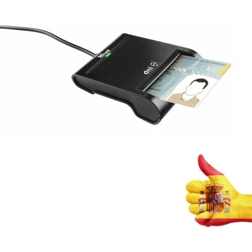 LECTOR DNI USB NEGRO TRUST Lector de tarjetas inteligentes USB 2.0 ID CAC, tarjeta bancaria, tarjeta sim clonador conector