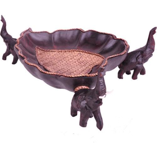 NEWYEARNEW Elephant Mascot Art Article Retro Furnishing DIY Wooden Fruit Tray Bowls Plates Home Decoration Wedding Gift
