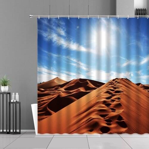 African Desert Landscape Shower Curtain Pyramid Canyon Mountain Deserts Scenery Waterproof Curtains Home Bathroom Decor Screen