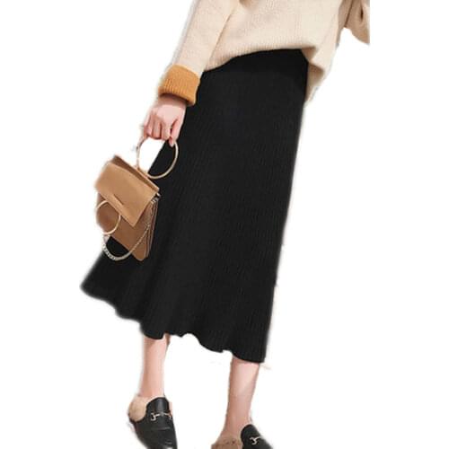 New Arrival Ladies Office Stretch Bodycon Skirt Women Pencil Skirt Female High Waist Mid-Calf Elastic Skirt Puls Size L