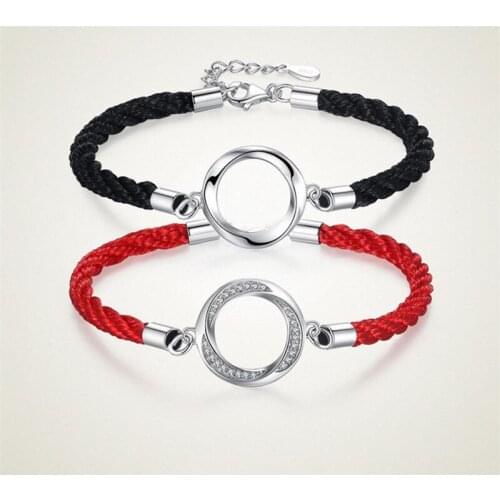 Women Trendy Rope Red Bracelet For Men Jewelry Trendy Silver 925 Bracelet Couple Valentines Day Accessories Charm Male Bracelet