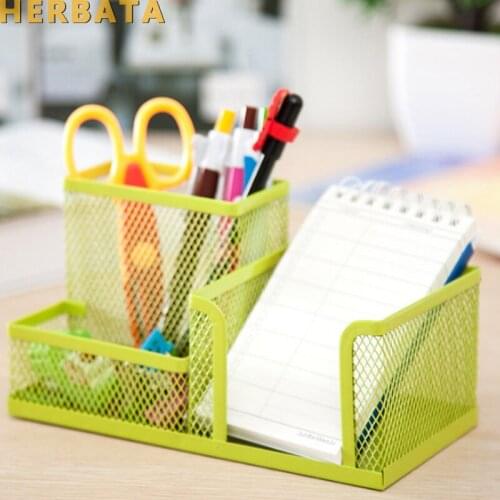 1 PC High Quality Metal Made Office Organizer Square Cosmetic Pencil Pen Holders Stationery Container Office Supplies CL-2511