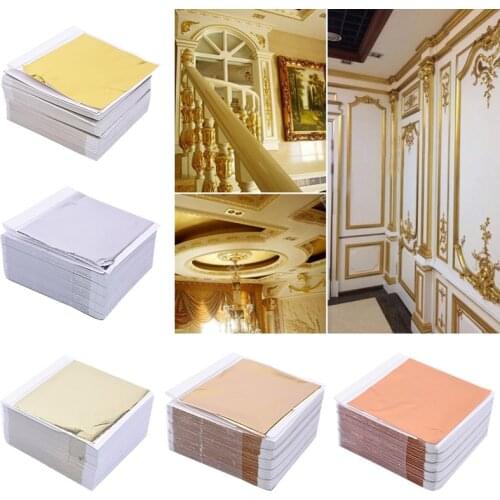 100Pcs 8*8.5cm Art Craft Gold Silver Copper Foil Paper Leaf Leaves Sheets For Crafts Decoration Gilding Design Paper