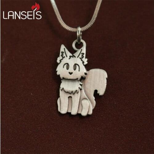 Lanseis 20pcs wholesale Cute Cartoon wolf Necklace pendants for women necklace Animal jewelry Simple necklaces gift for friend