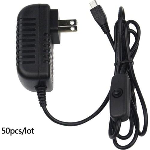 50pcs/lot For Raspberry PI 3 5V3A DC/AC Power Adapter charger with Micro USB ON /OFF Switch